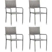 vidaXL Tuinstoelen 4 st stapelbaar poly rattan grijs