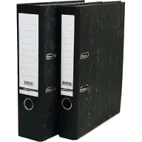 Qbasic Ordner budget 80 mm A4 karton gewolkt zwart