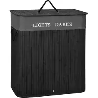 Springos Wasmand 100 Liter 2 Vakken Lights Darks Zwart