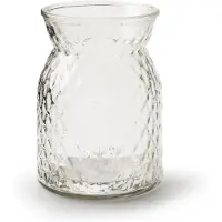Merkloos Bloemenvaas - helder bewerkt/transparant glas - H16 x D12 cm - Vazen
