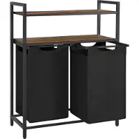 Hoppa! - Wasmand - 2 vakken, 2 legplanken, uitschuifbare waszakken - 46 liter - Vintage bruin-zwart