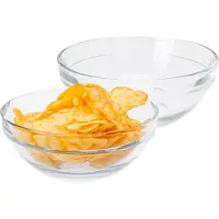 Excellent houseware Kommetje/serveer schaaltje - 8x - ontbijt/hapjes - glas - streep relief - 200 ml