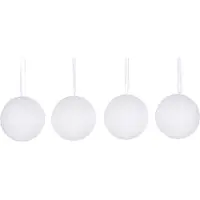 Mica Decorations 4x Witte sneeuw kerstballen van foam 8 cm - Kerstboomversiering/kerstversiering - Kerstballen/sneeuwballen wit