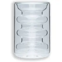 Intirilife dubbelwandig thermoglas - stijl met groeven - 190 ml- mondgeblazen geïsoleerd theeglas of koffieglas