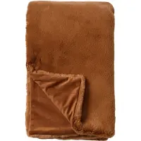 Dutch decor - ZINZI - Plaid 140x180 cm - bontlook - effen kleur - Tobacco Brown - bruin