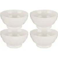 Vivalto Kommetjes/serveer schaaltjes - 4x - Osaka - porselein - D13.5 x H7 cm - ivoor wit - Stapelbaar - Kommetjes