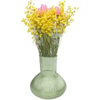 Countryfield Bloemenvaas Royal Wave - transparant glas - lichtgroen - D20 x H22 cm - vaas - Vazen