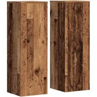 vidaXL Plantenstandaards 2 st 33x33x100cm bewerkt hout oud houtkleurig