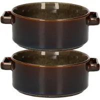 Cosy & Trendy Kommetjes/soepkommen voor dessert/ontbijt - 2x - Porselein - D13 x 5.5 cm - groen - Kommetjes