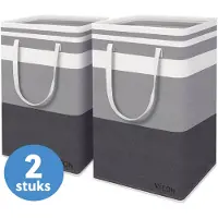 Vicon Draagbare Wasmand versterkte handgrepen - 2 x 75L inhoud - Opvouwbaar - Waszakken voor wasgoed - Wassorteerder - Wasbox