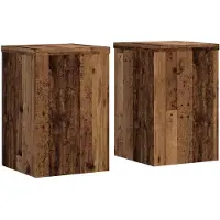 vidaXL Plantenstandaards 2 st 20x20x30 cm bewerkt hout oud houtkleurig