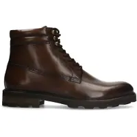 Manfield Bruine leren veterboots | Maat 44
