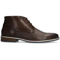 Manfield Bruine leren veterboots | Maat 42