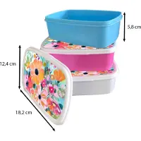 MuchoWow Broodtrommel Roze - Lunchbox Bloemen - Schilderij - Natuur - Botanisch - Brooddoos 18x12x6 cm - Brood lunch box - Broodtrommels voor kinderen en volwassenen