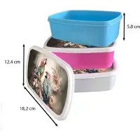MuchoWow Broodtrommel Blauw - Lunchbox Papegaaien - Vogels - Natuur - Bloemen - Brooddoos 18x12x6 cm - Brood lunch box - Broodtrommels voor kinderen en volwassenen
