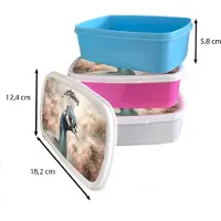 MuchoWow Broodtrommel Blauw - Lunchbox Pauw - Vogels - Bloemen - Boom - Botanisch - Brooddoos 18x12x6 cm - Brood lunch box - Broodtrommels voor kinderen en volwassenen