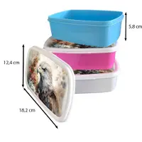 MuchoWow Broodtrommel Blauw - Lunchbox Arend - Adelaar - Vogel - Bloemen - Natuur - Brooddoos 18x12x6 cm - Brood lunch box - Broodtrommels voor kinderen en volwassenen