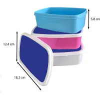 MuchoWow Broodtrommel Wit - Lunchbox Blauw - Effen kleur - Donkerblauw - Brooddoos 18x12x6 cm - Brood lunch box - Broodtrommels voor kinderen en volwassenen