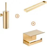 Guido Gusto Toilet accessoires set Mat goud design met beugel