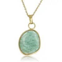 My Bendel - Goudkleurige Ketting met Creatieve Amazonite Hanger - Goudkleurige Ketting met Amazonite Hanger - Unieke Edelsteen - met Luxe Cadeauverpakking | Sieraden Voor Dames