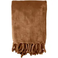Dutch decor - FLORIJN - Plaid 150x200 cm - grote fleece plaid met flosjes - Tobacco Brown - bruin