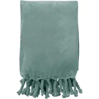 Dutch decor - FLORIJN - Plaid 150x200 cm - grote fleece plaid met flosjes - Jadeite - lichtgroen