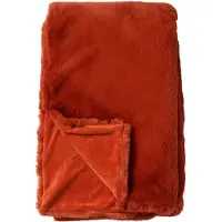 Dutch decor - ZINZI - Plaid 140x180 cm - bontlook - effen kleur - Potters Clay - oranje