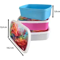 MuchoWow Broodtrommel Blauw - Lunchbox Olieverf - Kunst - Abstract - Kleurrijk - Brooddoos 18x12x6 cm - Brood lunch box - Broodtrommels voor kinderen en volwassenen