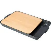 Excellent houseware Bamboe snijplank met dienblad en opbergbak, 37 x 24 cm