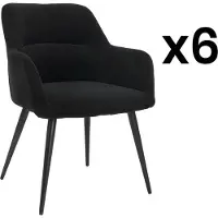 Vente-Unique.nl Set van 6 stoelen HEKA - Met armleuningen - Stof en metaal - Zwart