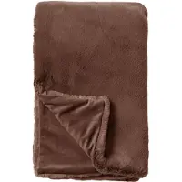 Dutch decor - ZINZI - Plaid 140x180 cm - bontlook - effen kleur - Chocolate Martini - donkerbruin