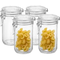Bormioli Rocco Voorraad/weck pot - 4x - glas - transparant - 17 x 9 cm - 750 ml