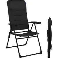 TRVLMORE Campingstoel - 7 standen - Comfortabele Kampeerstoel - 120 kg draagvermogen - Ligstand - Inklapbare stoel - Klapstoel - Zwart