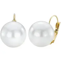 Traveller Oorbellen - Oorstekers Dames - Brisures - Parel - 16 mm - Wit - Hangers - 22kt verguld - 901616