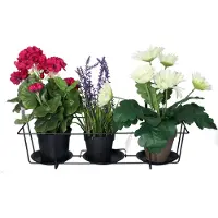 Gerimport Balkon bloempothouder 3 plantjes - bloembak met ophanging - zwart metaal - 25 x 48 x 20 cm - Plantenbakbeugels