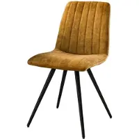 Meubelplaats Eetkamerstoel Stitch Velvet - Okergeel | - eetkamerstoelen set van 2
