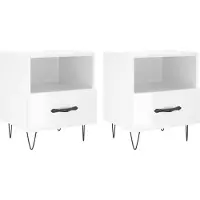 vidaXL Nachtkastjes 2 st 40x35x47,5 cm bewerkt hout hoogglans wit