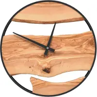 vidaXL Wandklok Ø35 cm ijzer en olijfhout bruin