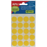 APLI ronde etiketten in etui diameter 19 mm, geel, 100 stuks, 20 per blad (2063) - 13 stuks