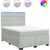 vidaXL Boxspringbed met matras, lichtgrijs, 140x190 cm, fluweel