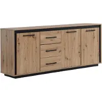 Vente-unique Dressoir met 3 deuren en 3 laden van MDF - Natuur en zwart - NALAMANE