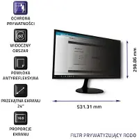 Qoltec Privacy (24", 16 : 9), Beschermfolie voor de monitor
