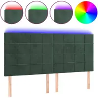 vidaXL Hoofdbord LED 160x5x118/128 cm fluweel donkergroen