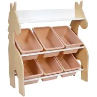 MISOU Speelgoedkast Kinderen Opbergkast met 6 Bakken Meisjes Kinderkamer Jongens Wit Beige Boekenkast Kind