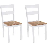 vidaXL Chaises à manger lot de 2 blanc bois d'hévéa massif