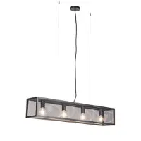 QAZQA Smart industriële hanglamp zwart incl. 4 WiFi A60 - Cage