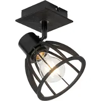QAZQA Industriële wandlamp zwart draai- en kantelbaar - Fotu