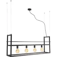 QAZQA Smart hanglamp zwart met rek large 4-lichts incl. Wifi G95 - Cage Rack