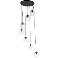 QAZQA Slimme hanglamp zwart 7-lichts incl. WiFi ST64 - Pallon