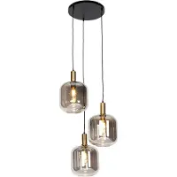 QAZQA Smart hanglamp zwart met smoke glas 3-lichts incl. Wifi A60 - Zuzanna